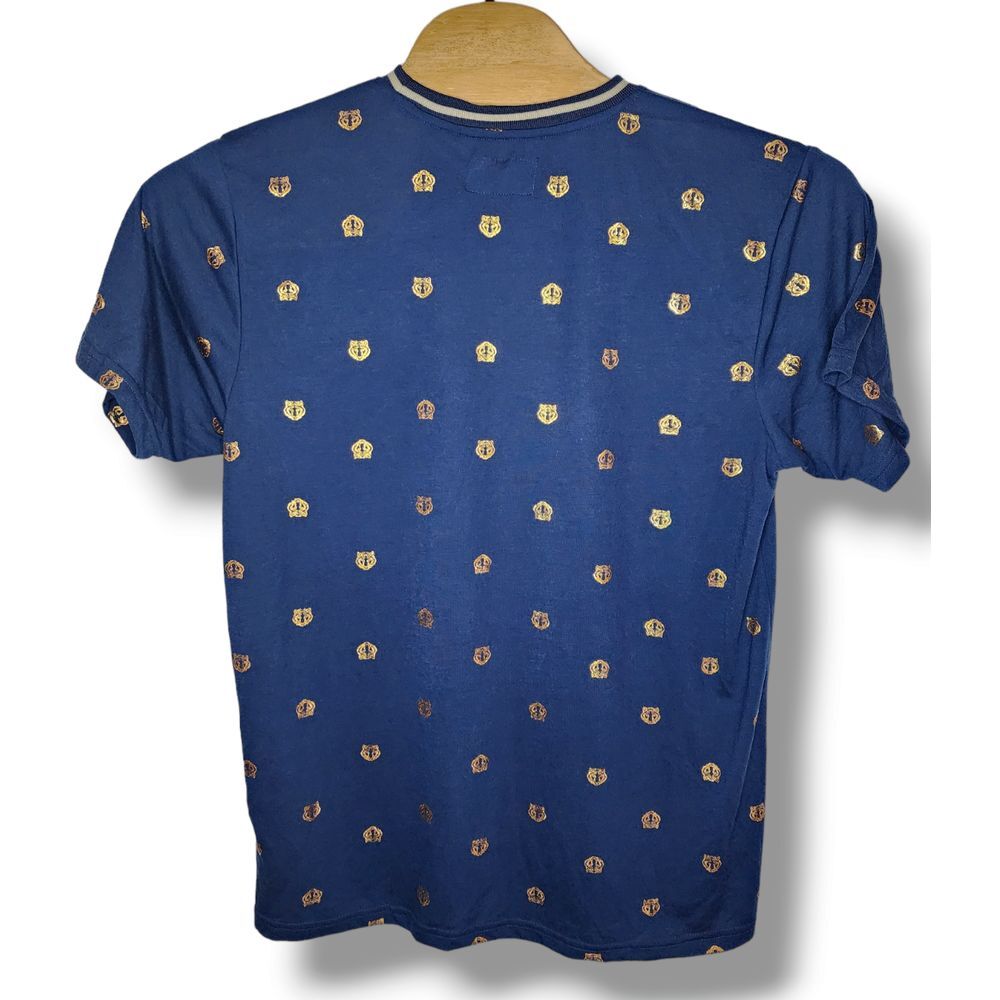 Drill Clothing T Shirt XL Blue All Over Tiger Print Short Sleeve Crew neck‎ - Picture 3 of 5